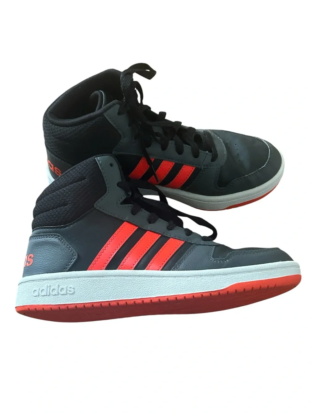 Adidas Hoops Mid 3.0 Kids High Top Sneakers Black Red Size 4 Basketball Shoes